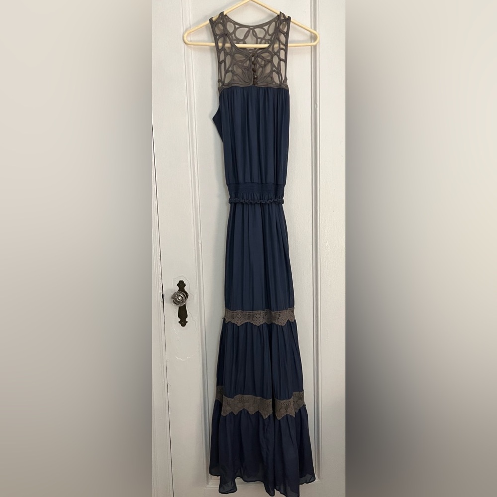 Development silk maxi dress navy racerback Sz 2